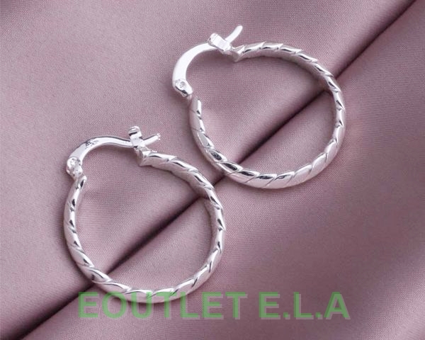 28x25mm TWISTED HOOP SILVER EARRINGS